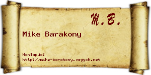 Mike Barakony névjegykártya